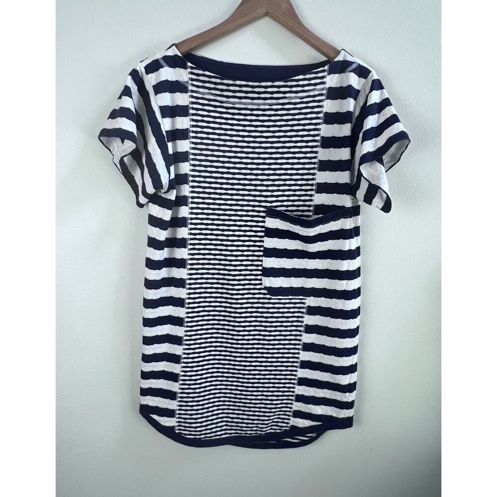 Uniqlo Textured‎ Stripe Loose Fitted Mini Shirt Dress Blue White Size XS Boxy